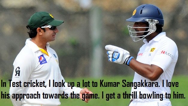 Sri-Lankan-cricketer-Kumar-Sangakkara-R-and-Pakistan-fielder-Saeed-Ajmal-talk-during-the-fourth-day-of-the-opening-Test